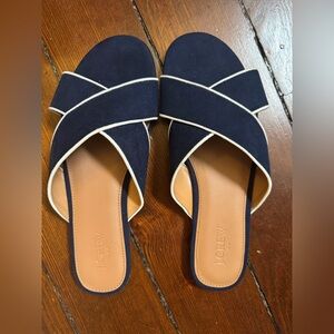 J. Crew Dark Blue and Beige Women's Sandals